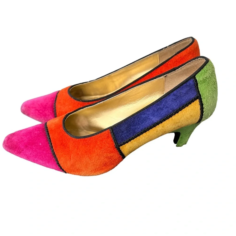 Vintage Rush‎ Hour Color Block Suede Heels
